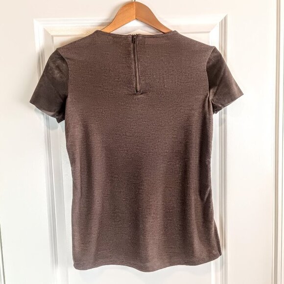 Ecru Taupe Suede Laser Cut Top - Picture 2 of 5